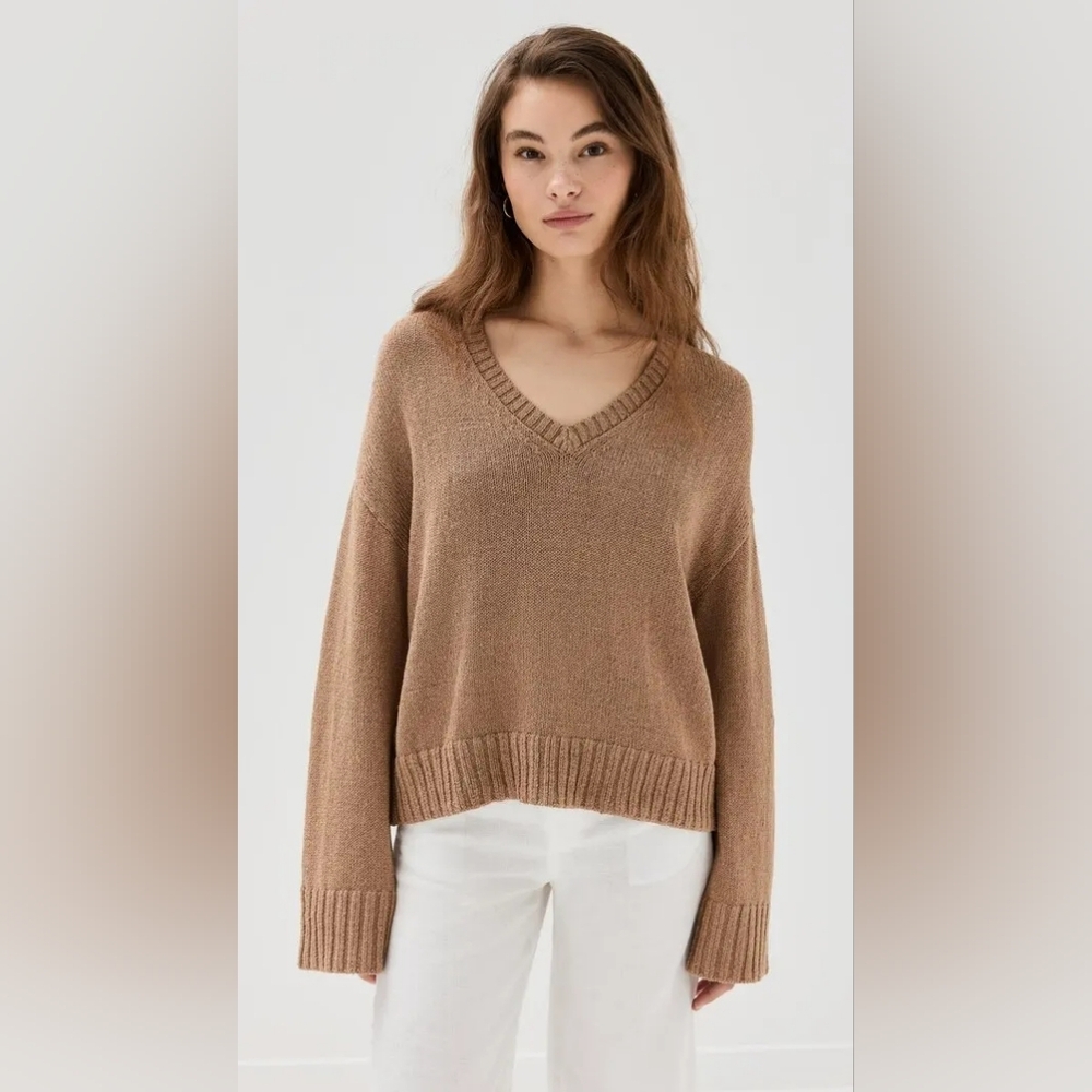 Jenni Kayne Dylan Linen Blend Sweater in Sienna NWT Size L